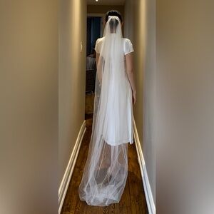 Sheer Ivory Floor Length Bridal Veil Single Layer NWOT